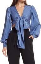 Thumbnail for your product : Lulus Highly Iconic Satin Jacquard Tie Front Top