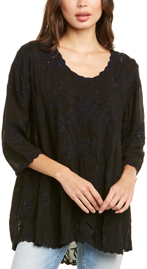 Johnny Was Black Embroidered Top | Shop 