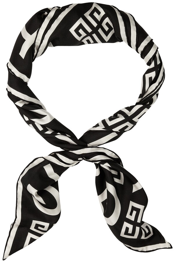 black and white satin scarf