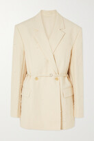 Thumbnail for your product : Acne Studios Double-breasted Belted Frayed Cotton-blend Faille Blazer - Ecru