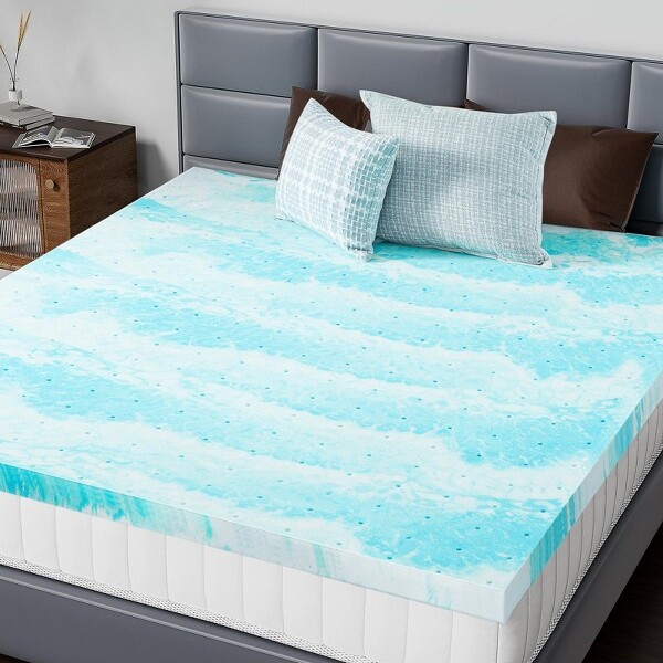 OkakModern3inchesCoolingGelSwirlInfusedTopperMattressPadforComfySleepOverfilledBedMattressesProtectivePadTwin