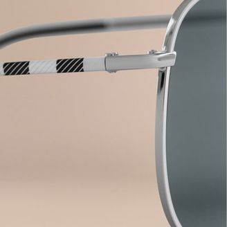 Burberry Check Arm Pilot Sunglasses