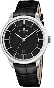 Perrelet First Class Men's Automatic Watch with Black Dial Analogue Display and Black Leather Strap A1073/5