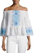 Thumbnail for your product : Nightcap Clothing Santori Off-The-Shoulder Embroidered Top, White
