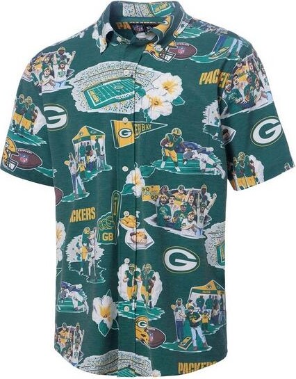 Reyn Spooner Green Bay Packers Scenic Button Up Small Green