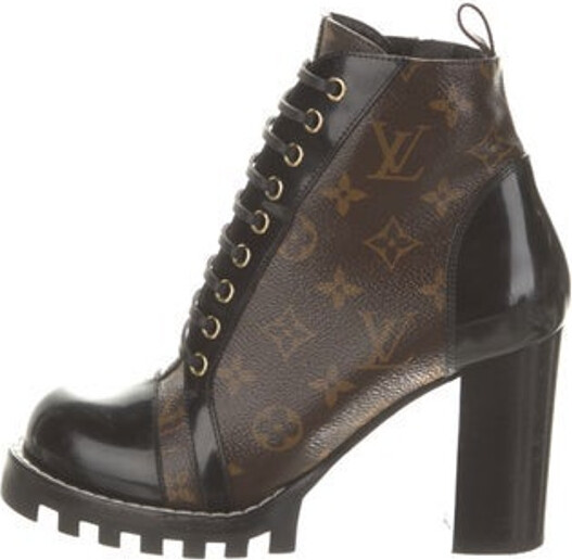Louis Vuitton Leather Ankle Lace Up Boot 'Embossed Monogram