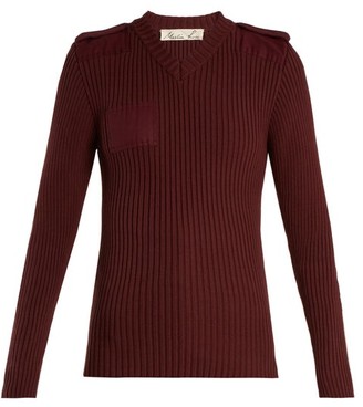 Martine Rose Ribbed-knit Cotton Sweatshirt - Burgundy