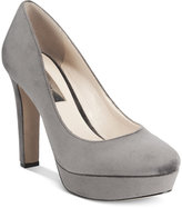 gray velvet pumps