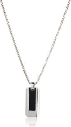 Tommy Hilfiger Men's Jewelry Carbon Fiber Pendant with Chain Color: Silver  (Model: 2790354) - ShopStyle