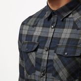 Thumbnail for your product : River Island Mens Navy casual check western shirt