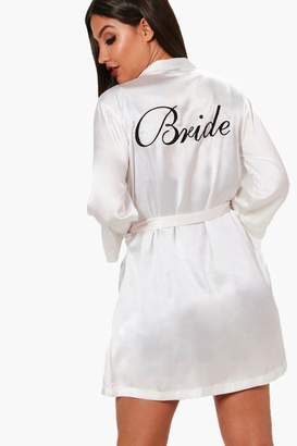 boohoo 'Bride' Satin Robe