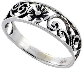 Sabrina Silver Sterling Silver Floral Vine Ring 1/4 inch wide, size 7.5