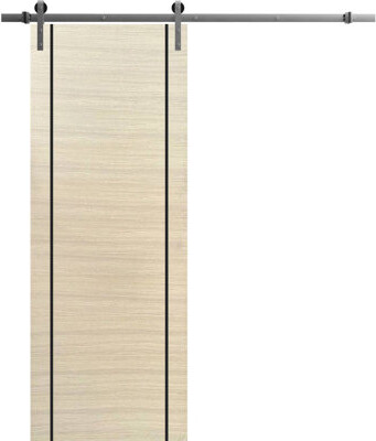 SARTODOORS 42'' Solid Manufactured Wood Paneled Wood Finish Barn Door