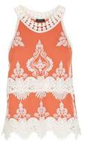 Thumbnail for your product : New Look Rust Crochet Trim Sleeveless Top