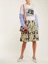 Thumbnail for your product : Prada Comic-print Cotton-jersey And Silk Dress - Womens - Pink Multi
