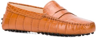Tod's Crocodile Embossed Penny Loafers
