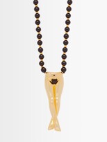 Thumbnail for your product : Anissa Kermiche Précieux Pubis Agate & 24kt Gold-plated Necklace - Black