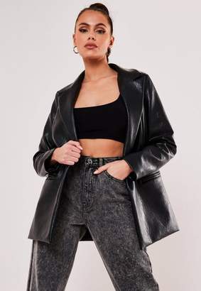 Missguided Black Faux Leather Oversized Masculine Blazer