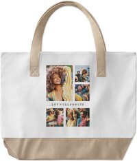 Shutterfly Large Personalized Tote Bags: Caption Gallery of Five | 22x17.5 | Sand |