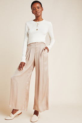 On The Road Pim Satin Wide-Leg Pants By in Beige Size M