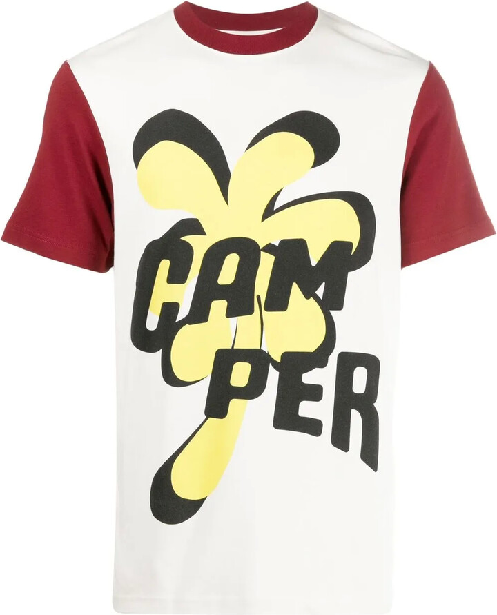Camper logo-print colour-block T-shirt