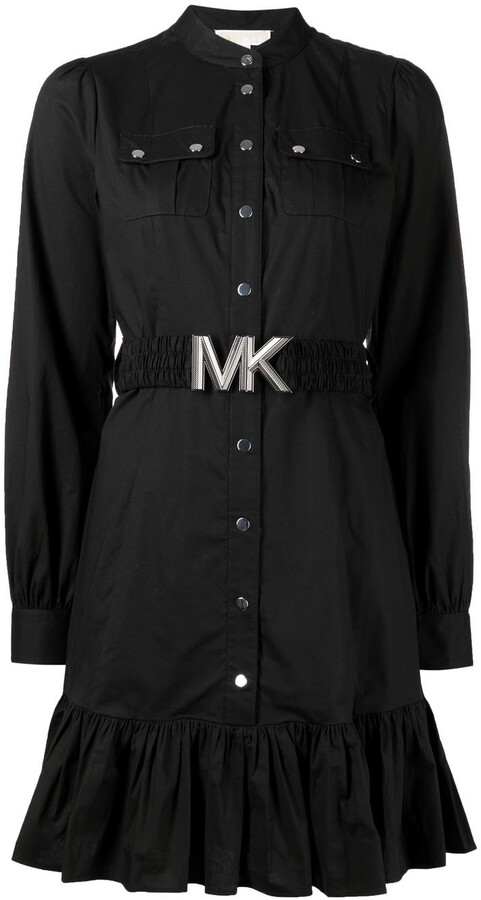 Michael Kors Belted Long-Sleeve Shirt Dress - ShopStyle