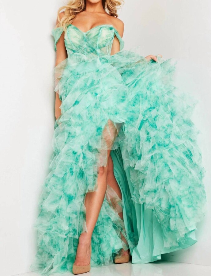 Sweetheart Neck Off-Shoulder Ballgown In Green