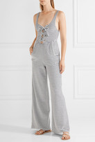 Thumbnail for your product : Mara Hoffman Striped Organic Cotton-blend Terry Jumpsuit - Midnight blue