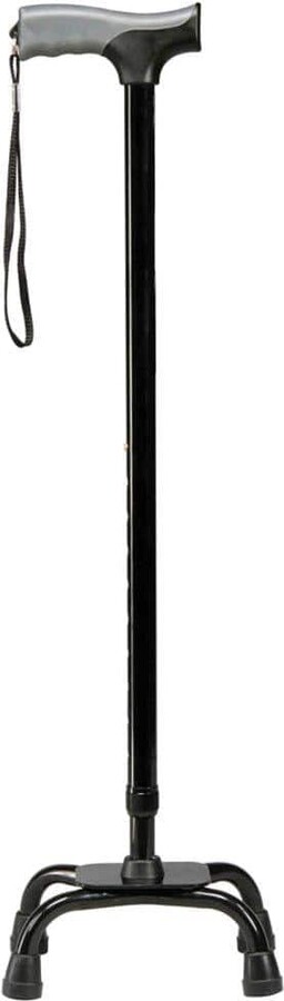 Carex Health Brands Soft Grip Quad Foot Cane in Black