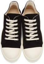 Thumbnail for your product : Rick Owens Black Stretch Velour Low Sneakers