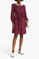 Thumbnail for your product : Marc Jacobs Lace-trimmed belted polka-dot jacquard dress
