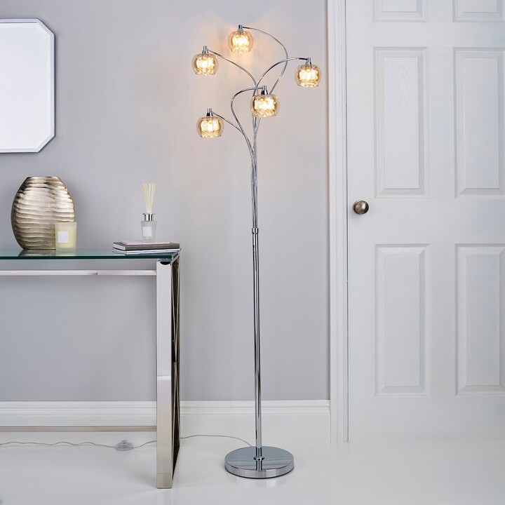Dunelm Seychelles 5 Light Champagne Glass Floor Lamp Chrome ShopStyle