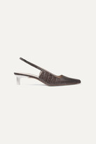 Thumbnail for your product : REJINA PYO Lois Croc-effect Leather Slingback Pumps - Charcoal