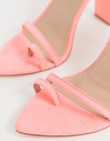 Thumbnail for your product : ASOS DESIGN Harper barely there block heeled sandals in pink
