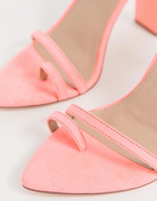 ASOS DESIGN Harper barely there block heeled sandals in pink