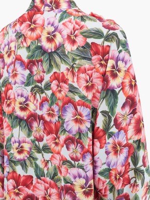 Dolce & Gabbana Beaded Violet-print Silk-blend Maxi Dress - Pink Print