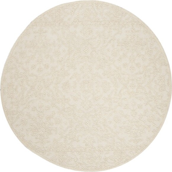 Martha Stewart MarthaStewartTrace-MSR3512-IndoorHandTuftedAreaRugs-Ivory-6'Round