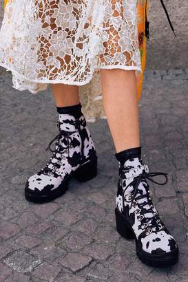 Jeffrey Campbell Printed Check Lace-Up Boot