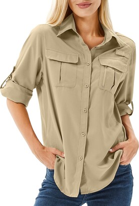 Toumett Women's UPF 50 Long Sleeve UV Sun Protection Safari Shirts Outdoor  Quick Dry Fishing Hiking Travel Shirts - ShopStyle Activewear Tops