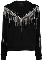 Thumbnail for your product : Philipp Plein Crystal-fringe hooded zip-up