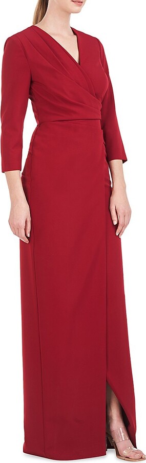 Kay Unger Women's Phoenix Stretch-Crepe Column Gown Ruby Wine