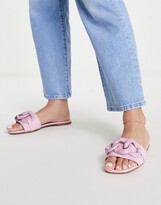 Thumbnail for your product : ASOS DESIGN Wide Fit Fife flat mules with chain in pink