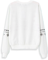 Thumbnail for your product : Choies White Embroidery Long Sleeve Sweatshirt