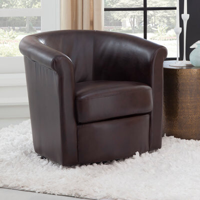Winston Porter Pinehill Marvel Faux Leather 360 Swivel Barrel Chair