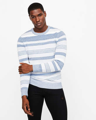 Express Striped Long Sleeve Crew Neck Sweater
