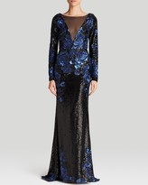 Thumbnail for your product : Badgley Mischka Gown - Plunge V Neck Sequin Illusion