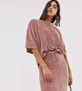 Thumbnail for your product : Missguided co-ord velour oversized t-shirt in rose pink