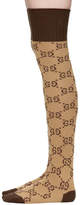 Thumbnail for your product : Gucci Tan and Brown GG Supreme Over-the-Knee Socks