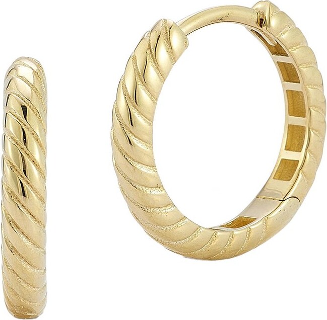 Italian Gold 14K Twist Huggie Hoops