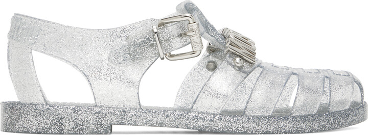 moschino logo jelly sandals